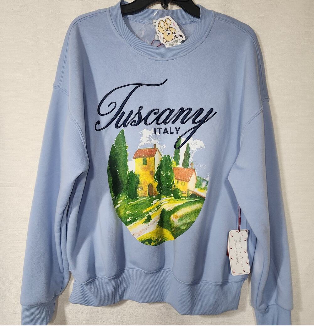 Tuscany Italy women's size Large blue sweatshirt